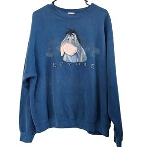 Vintage Disney Store Eeyore Blue Sweatshirt Made in USA Large Winnie the Pooh